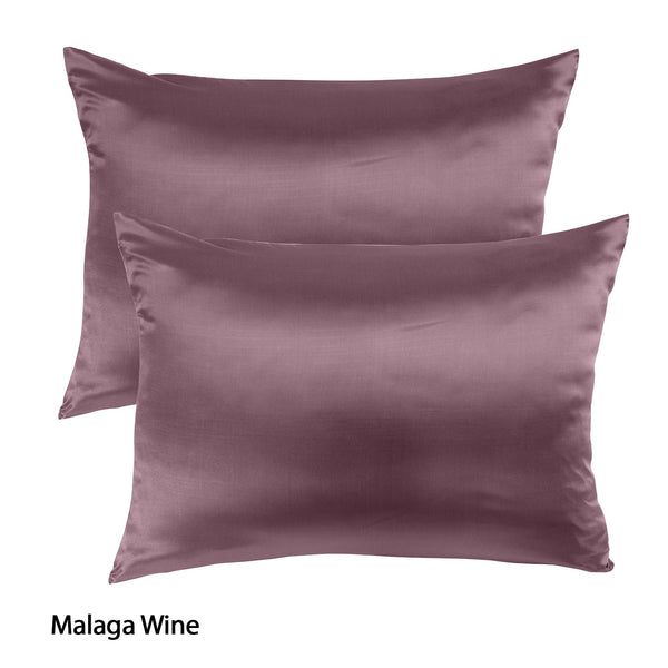 Royal Comfort Mulberry Soft Silk Hypoallergenic Pillowcase Twin Pack 51 X 76Cm Malaga Wine Pillow Cases