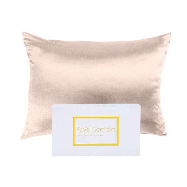 Royal Comfort Pure Silk Pillow Case 100% Mulberry Hypoallergenic Pillowcase Champagne Pink Pillow Cases