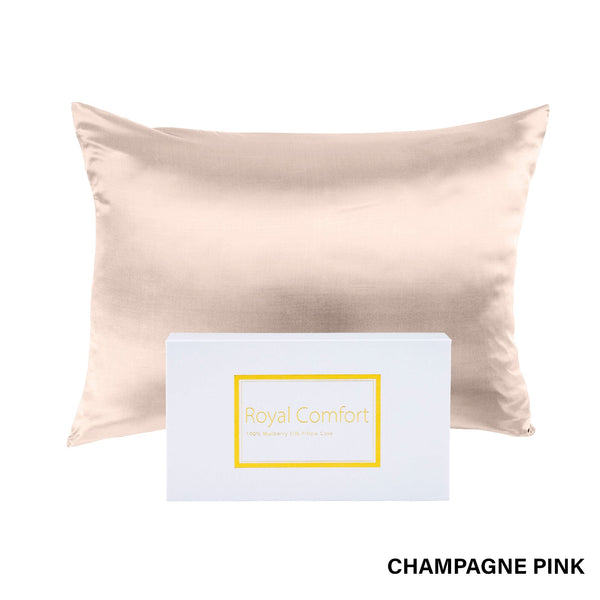Royal Comfort Pure Silk Pillow Case 100% Mulberry Hypoallergenic Pillowcase Champagne Pink Pillow Cases
