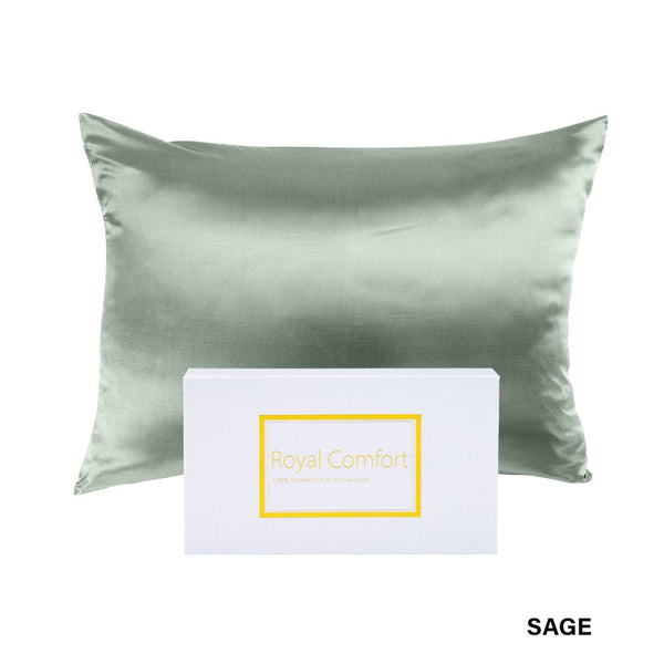 Royal Comfort Pure Silk Pillow Case 100% Mulberry Hypoallergenic Pillowcase Sage Pillow Cases