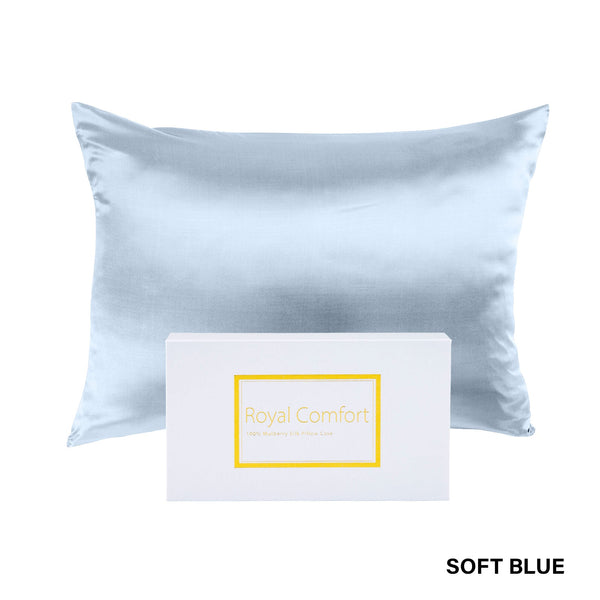 Royal Comfort Pure Silk Pillow Case 100% Mulberry Hypoallergenic Pillowcase Soft Blue Pillow Cases