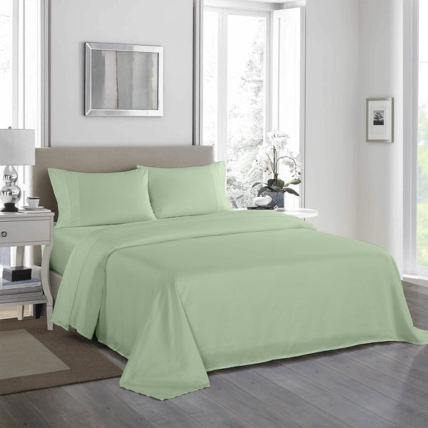 Royal Comfort 1200 Thread Count Sheet Set 4 Piece Ultra Soft Satin Weave Finish Queen Sage Green Sheets