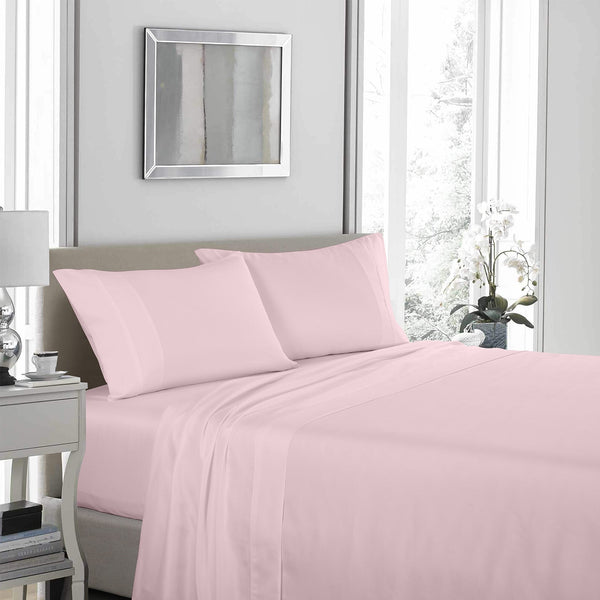 Royal Comfort 1200 Thread Count Sheet Set 4 Piece Ultra Soft Satin Weave Finish Queen Pink Sheets