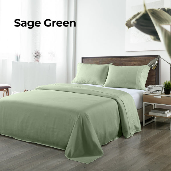 Royal Comfort Bamboo Blended Sheet & Pillowcases Set 1000Tc Ultra Soft Bedding Queen Sage Green Sheets