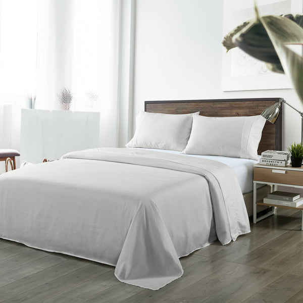 Royal Comfort Bamboo Blended Sheet & Pillowcases Set 1000Tc Ultra Soft Bedding Queen Light Grey Sheets