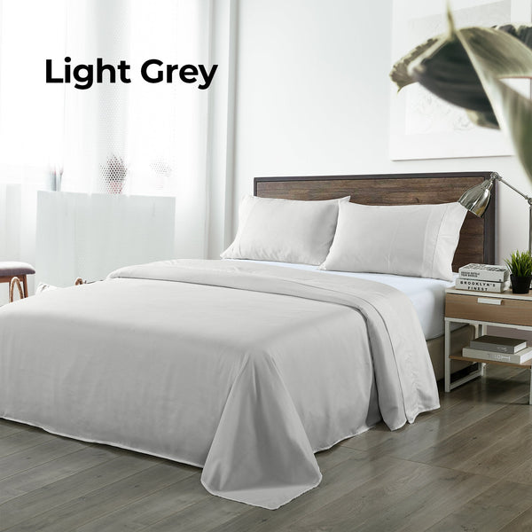 Royal Comfort Bamboo Blended Sheet & Pillowcases Set 1000Tc Ultra Soft Bedding Queen Light Grey Sheets