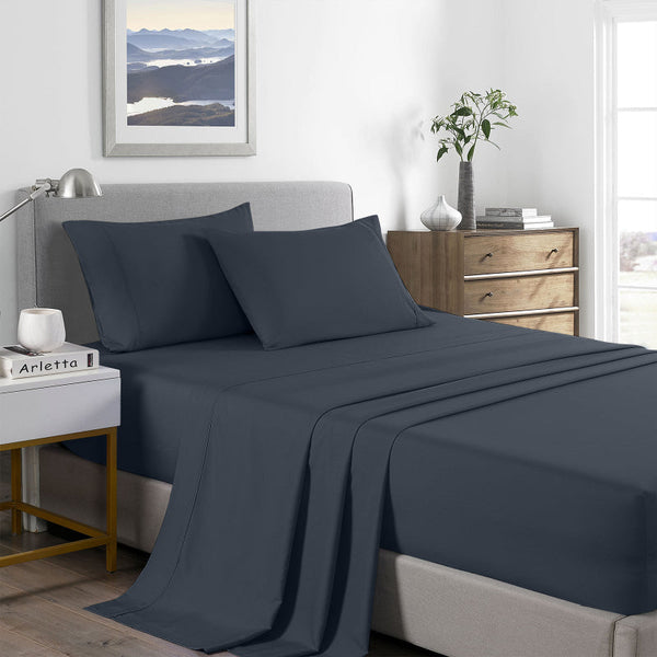 Royal Comfort 2000 Thread Count Bamboo Cooling Sheet Set Ultra Soft Single Charcoal Sheets
