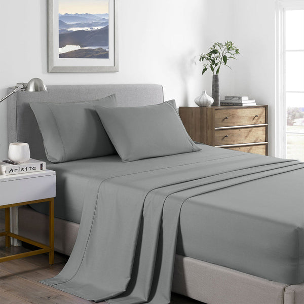 Royal Comfort 2000 Thread Count Bamboo Cooling Sheet Set Ultra Soft Bedding Double Mid Grey Sheets