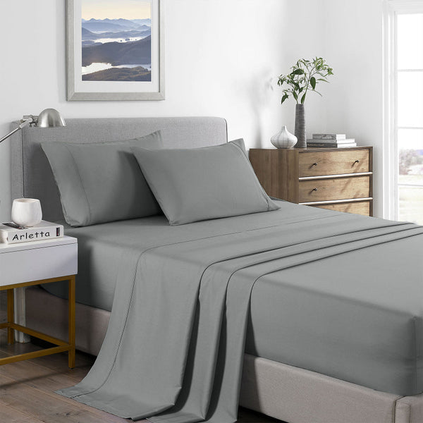 Royal Comfort 2000 Thread Count Bamboo Cooling Sheet Set Ultra Soft King Mid Grey Sheets