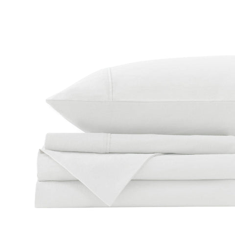Royal Comfort Washed 100% Cotton Sheet Set Fitted Flat Pillowcases King White Pillow Cases