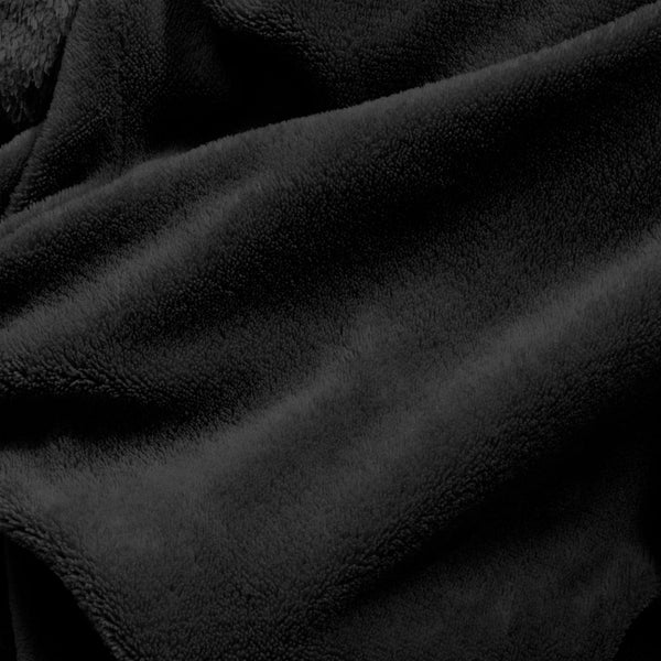 Royal Comfort Snug Hoodie Nightwear Super Soft Reversible Coral Fleece 750Gsm Black Hoodie Robes