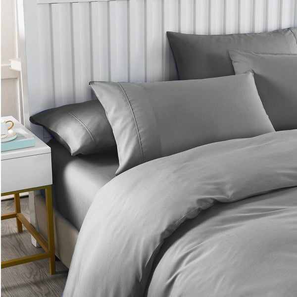 Royal Comfort 2000Tc 6 Piece Bamboo Sheet & Quilt Cover Set Cooling Breathable Queen Grey Quilt Covers