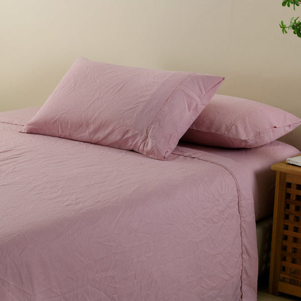Royal Comfort Flax Linen Blend Sheet Set Bedding Luxury Breathable Ultra Soft Queen Mauve Sheets