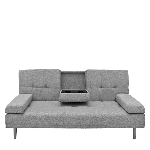 Casa Decor Mendoza 2 In 1 Sofa Bed Couch Grey Pull Down Cupholder 3 Seats Futon Sofas Armchairs & Couches
