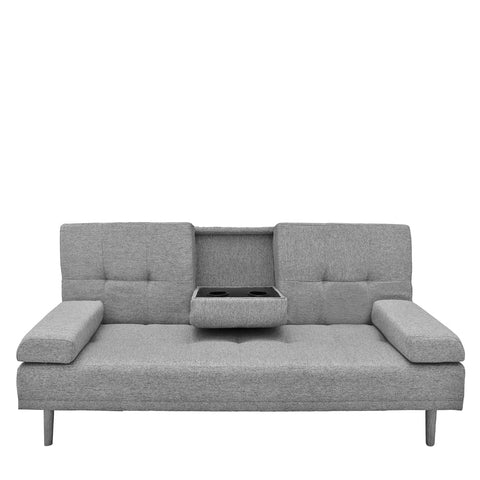 Casa Decor Mendoza 2 In 1 Sofa Bed Couch Grey Pull Down Cupholder 3 Seats Futon Sofas Armchairs & Couches