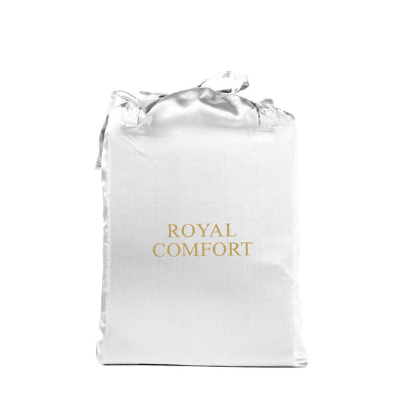 Royal Comfort Satin Sheet Set 3 Piece Fitted Pillowcase Soft Queen White Pillow Cases