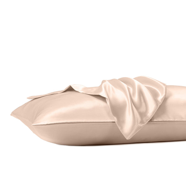 Royal Comfort Satin Sheet Set 3 Piece Fitted Pillowcase Soft King Champagne Pink Pillow Cases