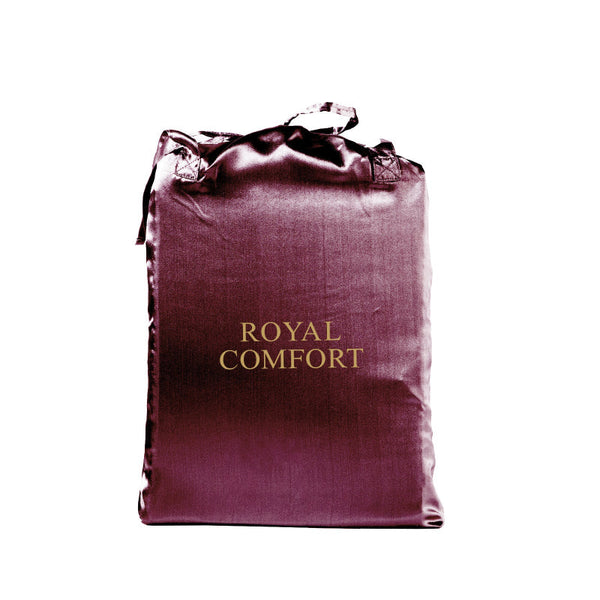 Royal Comfort Satin Sheet Set 3 Piece Fitted Pillowcase Soft King Malaga Wine Sheets