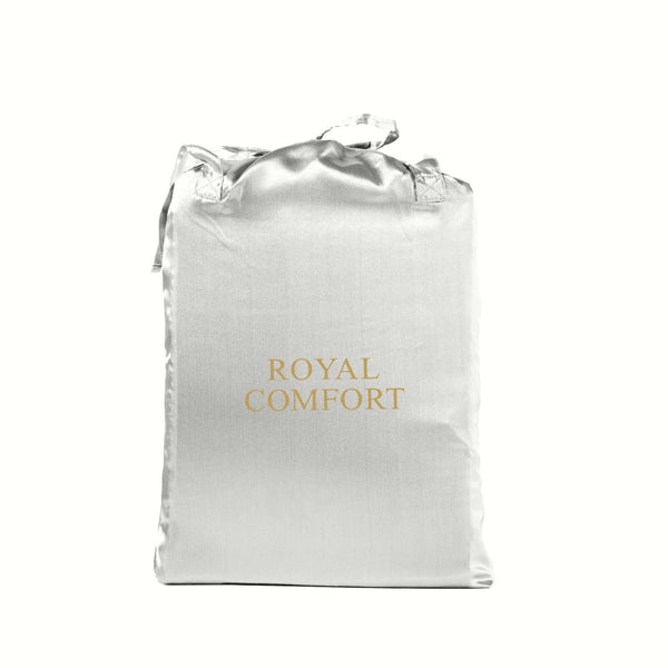 Royal Comfort Satin Sheet Set 3 Piece Fitted Pillowcase Soft King Silver Pillow Cases