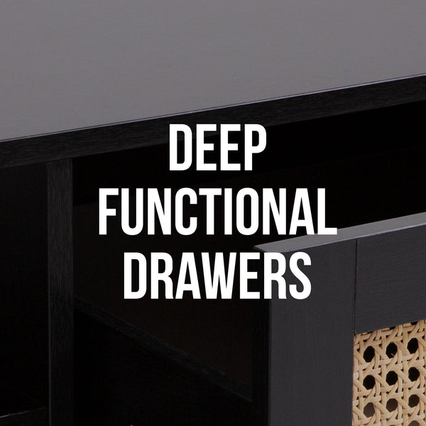 Casa Decor Tulum Rattan Coffee Table Storage Drawer Furniture Wooden Black Coffee Tables