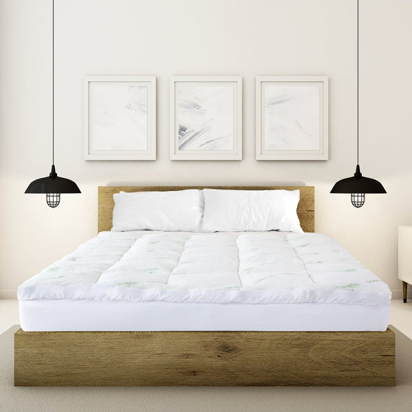 Royal Comfort 1000Gsm Luxury Bamboo Covered Mattress Topper Ball Fibre Gusset Single White Mattress Toppers & Protectors