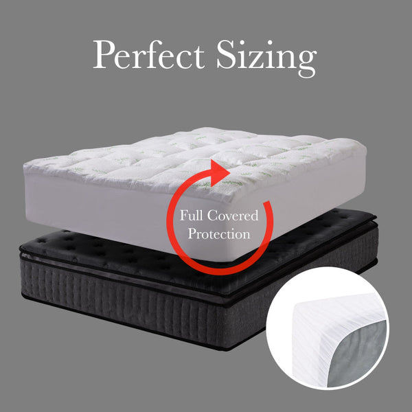 Royal Comfort 1000Gsm Luxury Bamboo Covered Mattress Topper Ball Fibre Gusset King White Mattresses