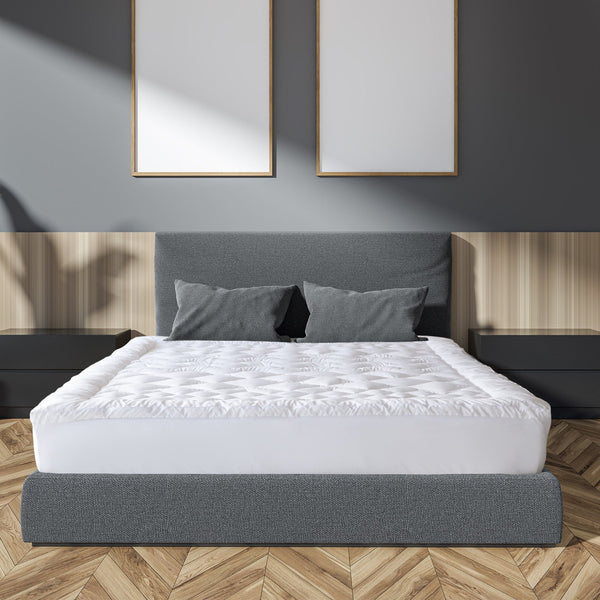 Royal Comfort 1200Gsm Deluxe 7 Zone Mattress Topper Luxury Gusset Breathable King White Mattress Toppers & Protectors