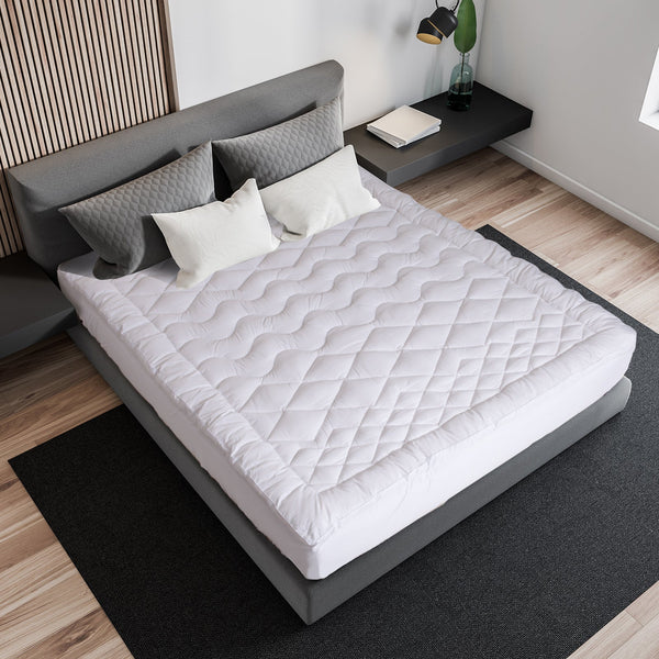 Royal Comfort 1200Gsm Deluxe 7 Zone Mattress Topper Luxury Gusset Breathable King White Mattress Toppers & Protectors