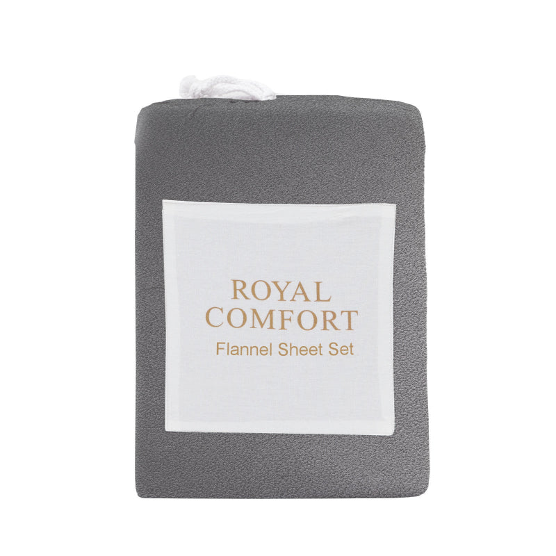 Royal Comfort Polar Fleece Flannel Sheet Set Ultra Soft Plush Cozy Single Charcoal Sheets