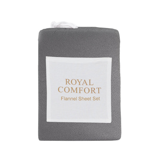 Royal Comfort Polar Fleece Flannel Sheet Set Ultra Soft Plush Cozy Single Charcoal Sheets