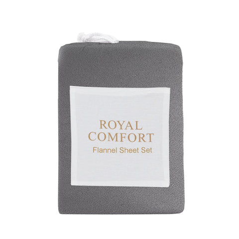 Royal Comfort Polar Fleece Flannel Sheet Set Ultra Soft Plush Cozy Single Charcoal Sheets