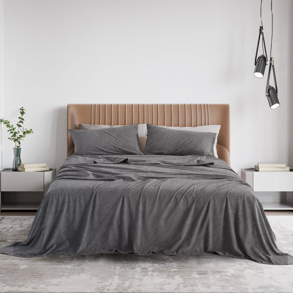 Royal Comfort Polar Fleece Flannel Sheet Set Ultra Soft Plush Cozy Single Charcoal Sheets