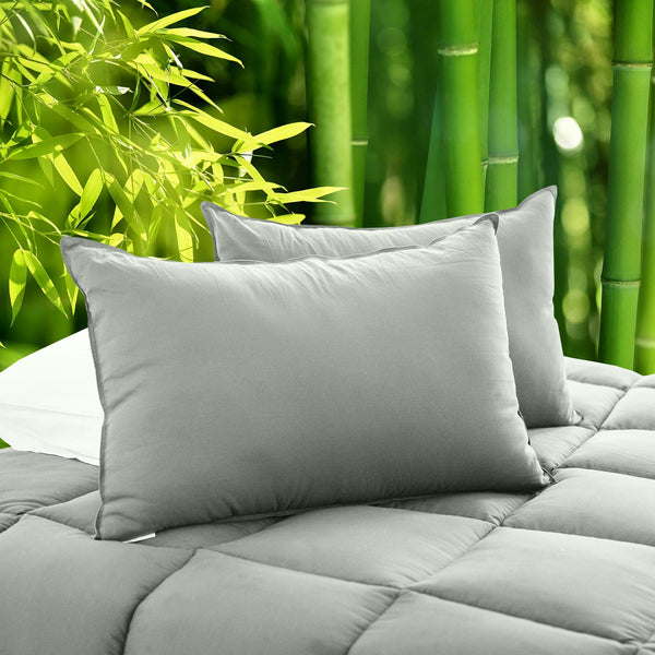 Royal Comfort Charcoal Bamboo Pillow Hotel Quality Luxury Twin Pack Pillows