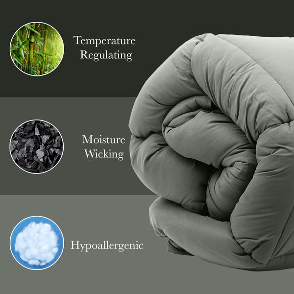 Royal Comfort 350Gsm Charcoal Bamboo Quilt Luxury Bedding Duvet All Seasons Queen Sheets