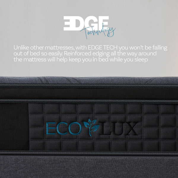 Eco Lux Euro Top 7 Zone Pocket Spring Mattress Plush Edge Support Medium Firm Single Mattresses