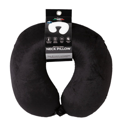 Milano Decor Memory Foam Travel Neck Pillow With Clip Cushion Support Soft Black Pillows