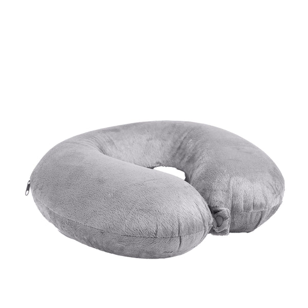 Milano Decor Memory Foam Travel Neck Pillow With Clip Cushion Support Soft Grey Pillows