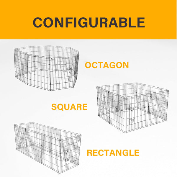 4Paws 8 Panel Playpen Puppy Exercise Fence Cage Enclosure Pets Black All Sizes 30" Fences & Pens