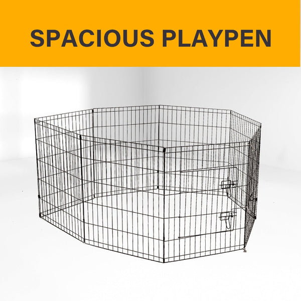 4Paws 8 Panel Playpen Puppy Exercise Fence Cage Enclosure Pets Black All Sizes 30" Fences & Pens