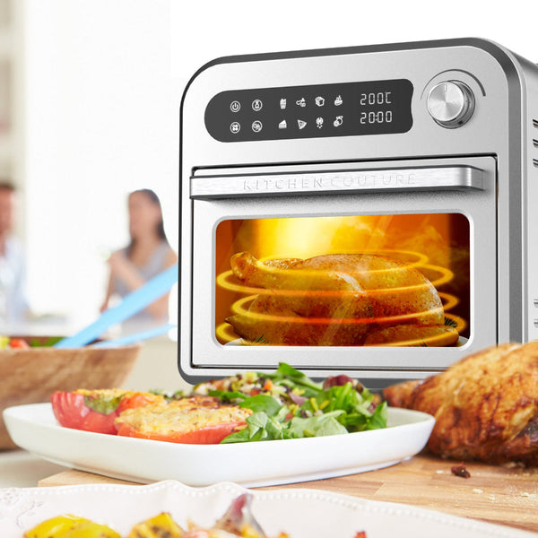 Kitchen Couture 10 Litre Compact Air Fryer Oven Oil Free Cooking Silver Air Fryer Accessories