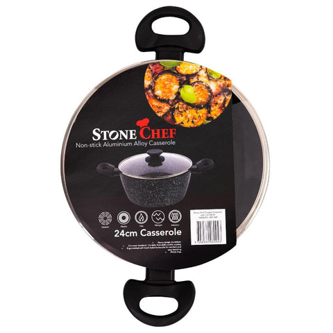 Stone Chef Forged Casserole With Lid Cookware Kitchen Black 24Cm Other Cookware