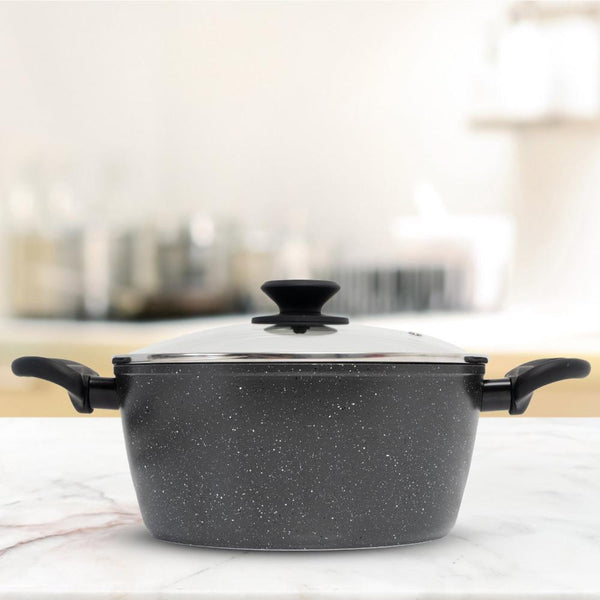 Stone Chef Forged Casserole With Lid Cookware Kitchen Black 24Cm Other Cookware