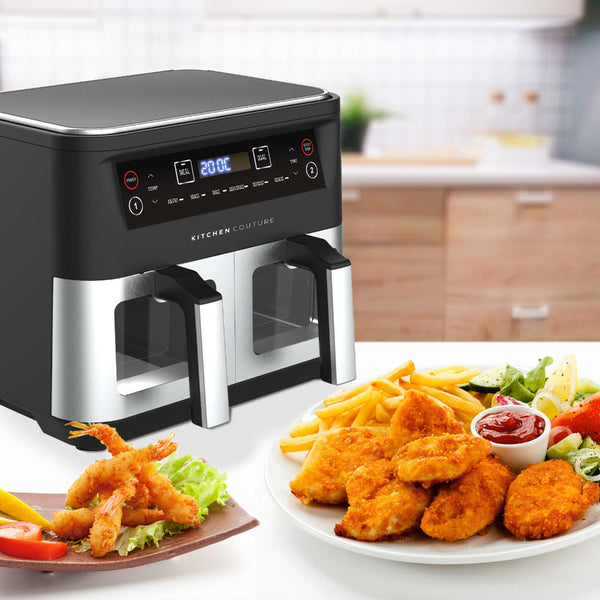 Kitchen Couture Dual View 2 X 5 Litre (10 Litre) Air Fryer Stainless Steel Air Fryer Accessories