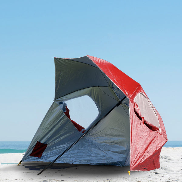 Havana Outdoors Beach Umbrella 2.4M Garden Portable Shade Shelter Red Patio Umbrellas