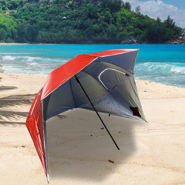 Havana Outdoors Beach Umbrella 2.4M Garden Portable Shade Shelter Red Patio Umbrellas