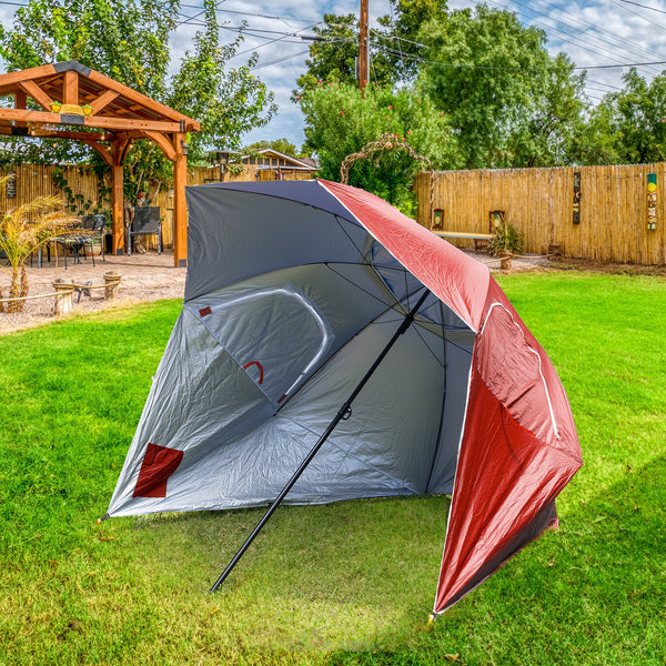 Havana Outdoors Beach Umbrella 2.4M Garden Portable Shade Shelter Red Patio Umbrellas