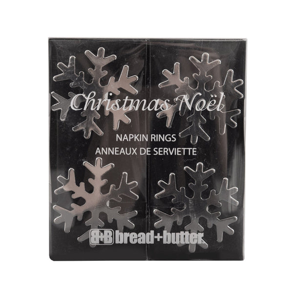 Bread And Butter Napkin Rings Snow Flake Colour Silver 4 Pack Napkin Rings & Holders