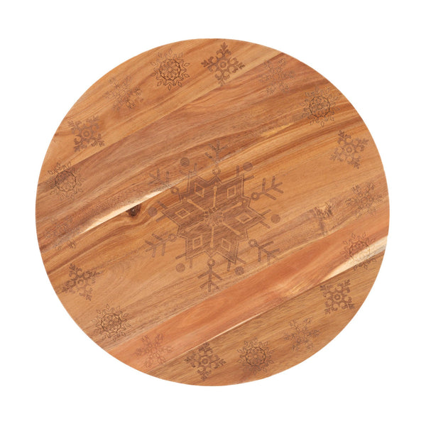 Bread And Butter 18 Inch Wooden Lazy Susan Tray Snowflake Trays