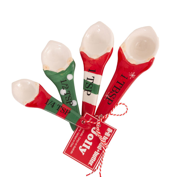 Bread And Butter Gnome Measuring Spoons 4 Pack Green/ Red/ White Measuring Cups Jugs & Spoons