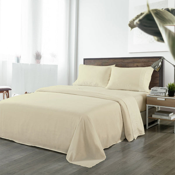 Royal Comfort Bamboo Blended Sheet & Pillowcases Set 1000Tc Ultra Soft Bedding Double Ivory Sheets